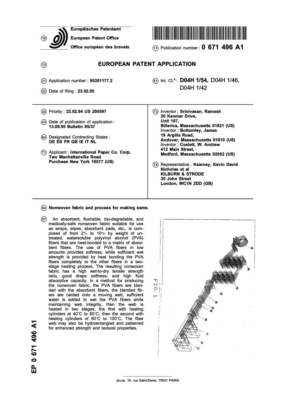 Nonwoven Fabric and Process for Making Same