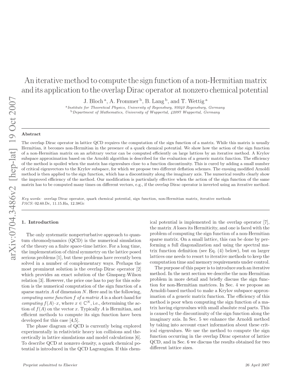 An Iterative Method to Compute the Sign Function of a Non-Hermitian