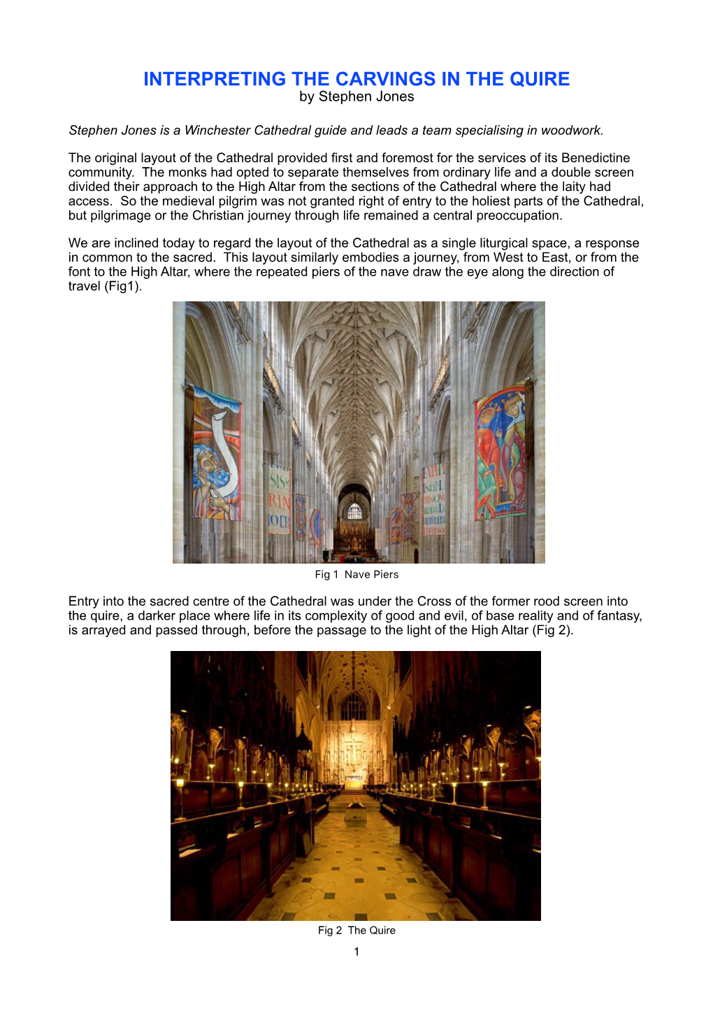 INTERPRETING the CARVINGS in the QUIRE by Stephen Jones