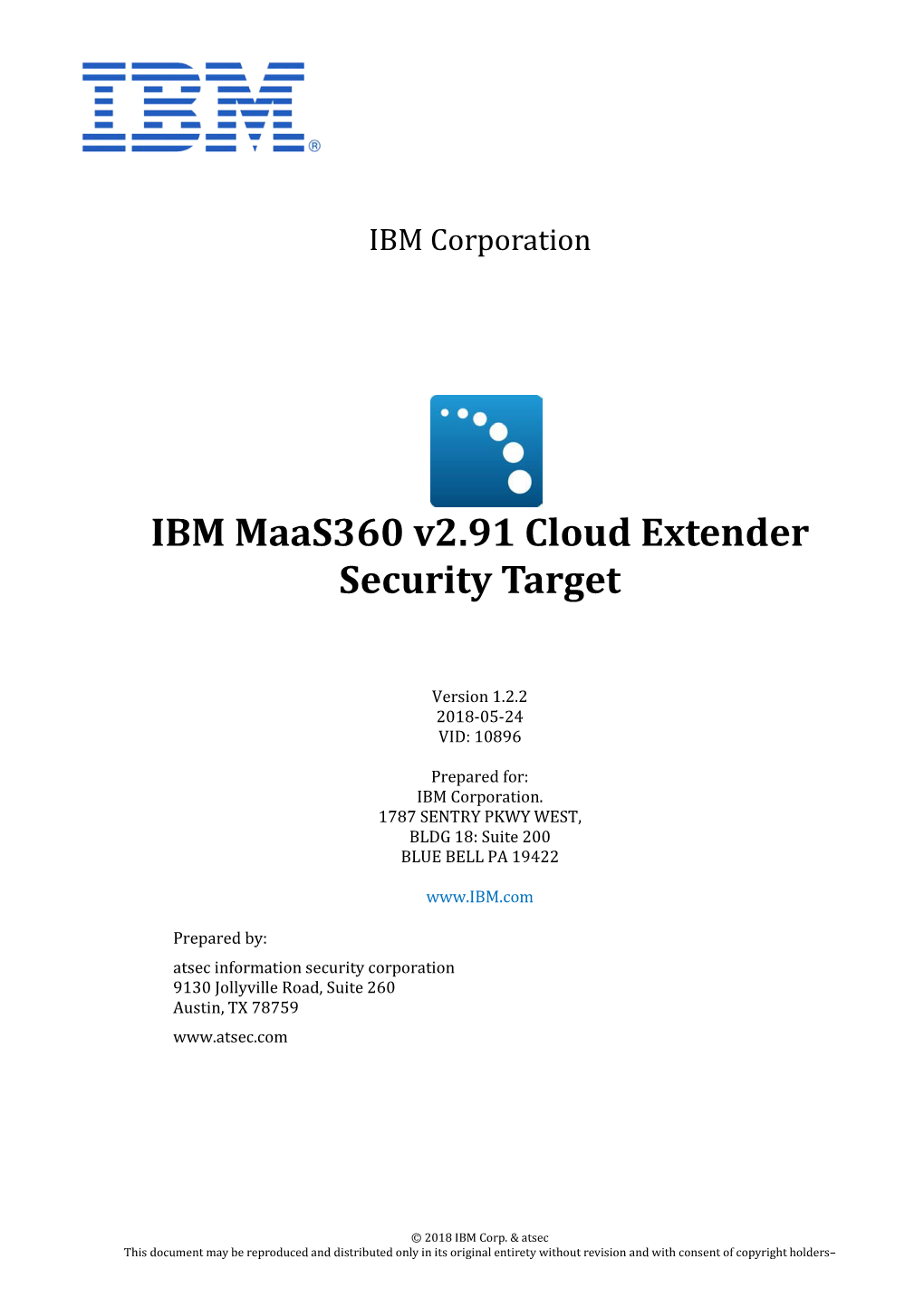 IBM Maas360 V2.91 Cloud Extender Security Target