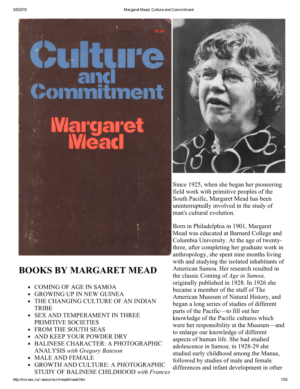 BOOKS by MARGARET MEAD American Samoa