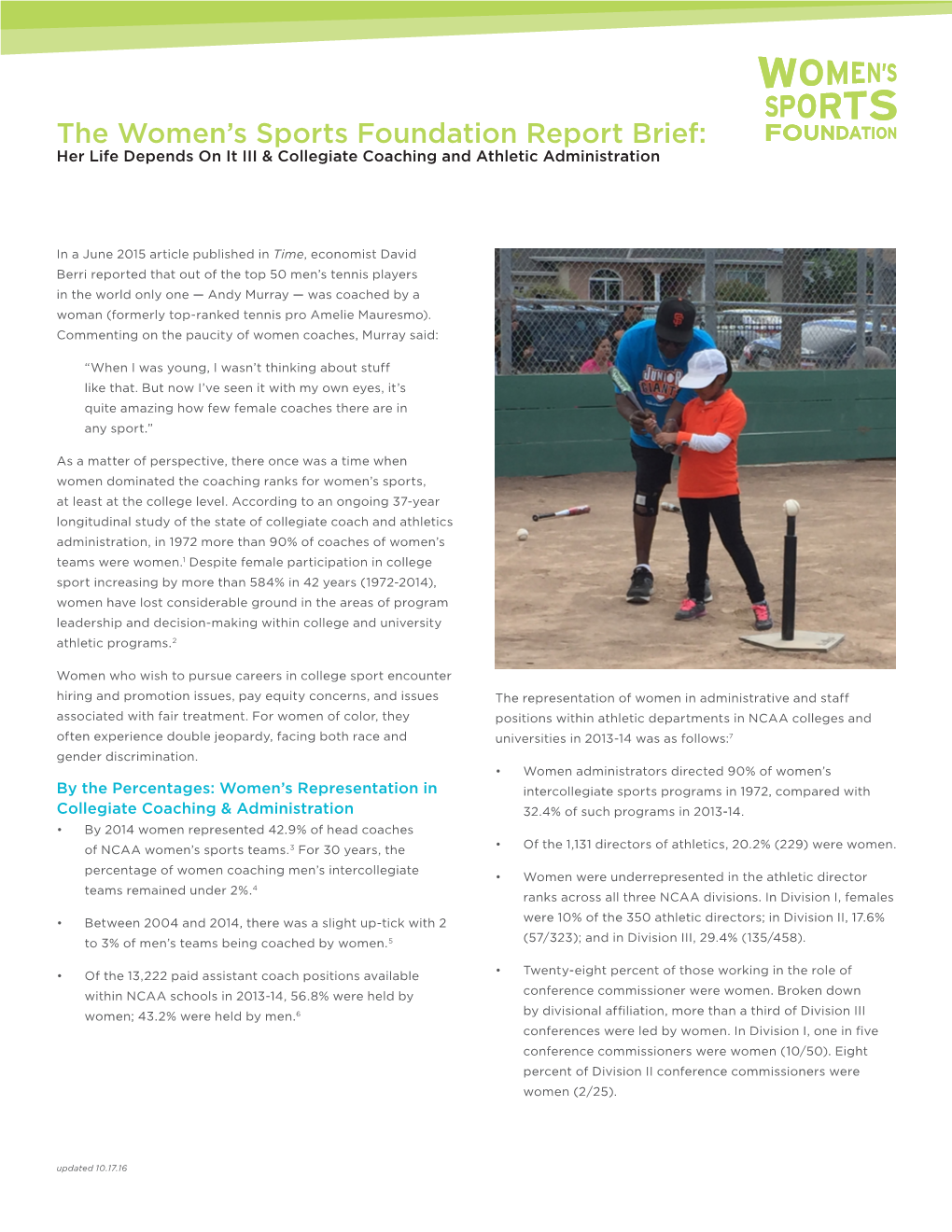 The Women's Sports Foundation Report Brief