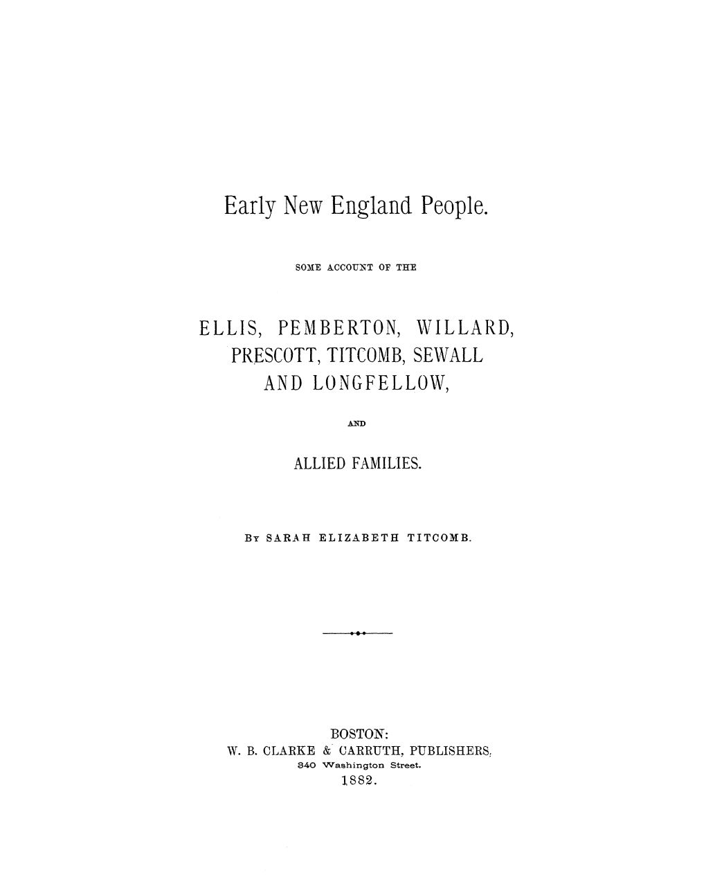 Early New England People