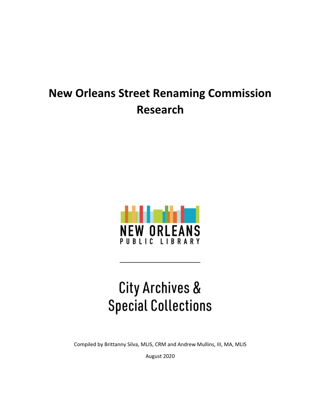 New Orleans Street Renaming Commission Research