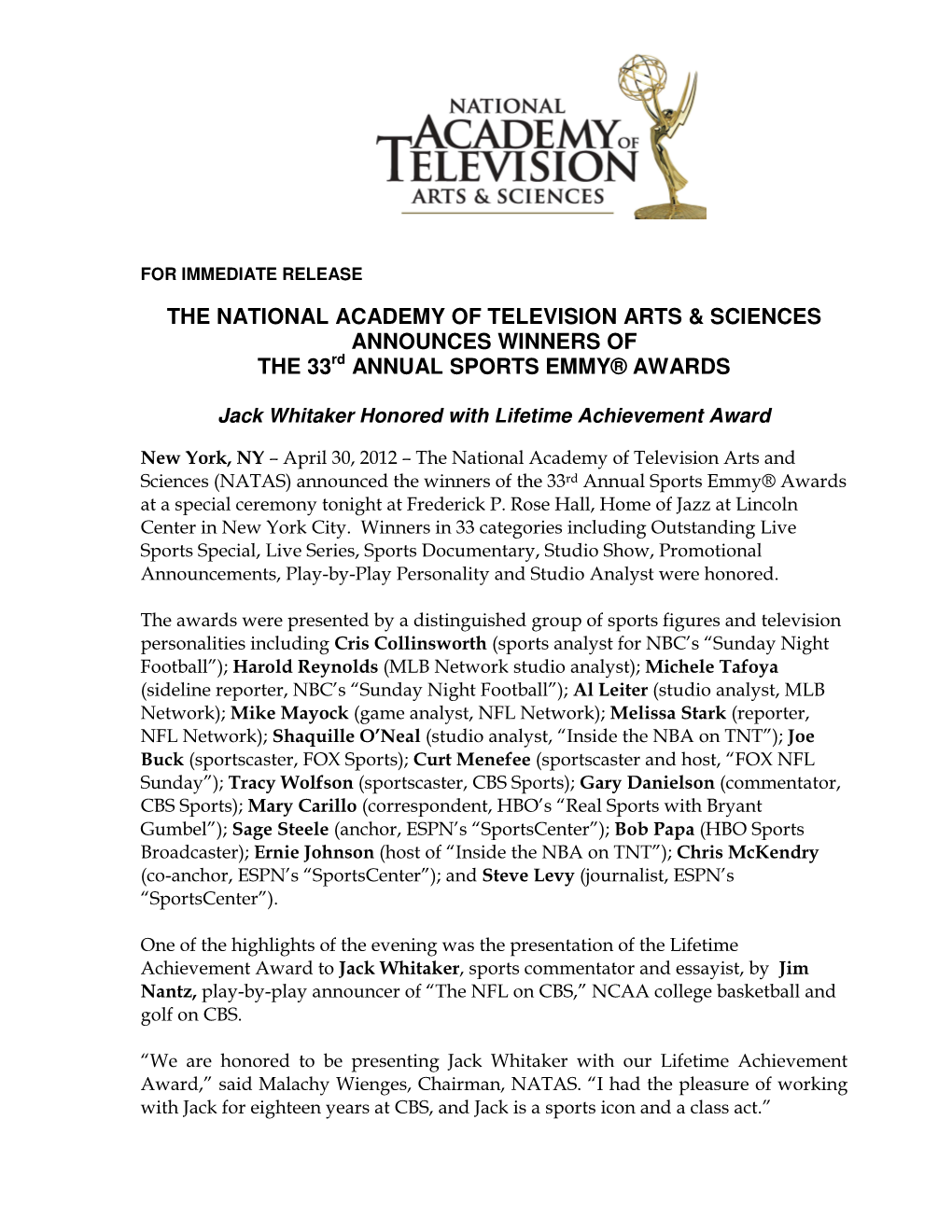 The National Academy of Television Arts & Sciences