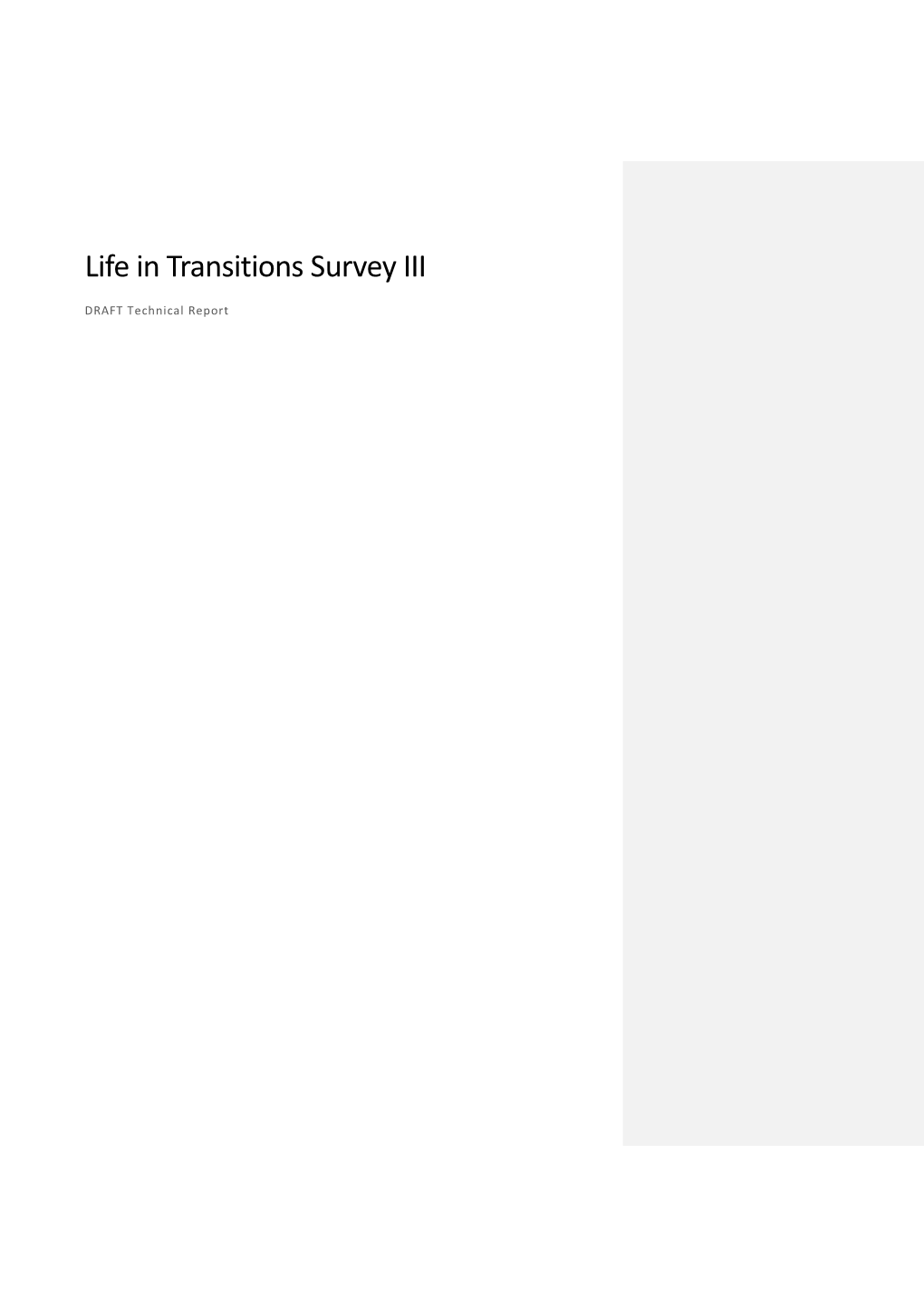 Life in Transitions Survey III