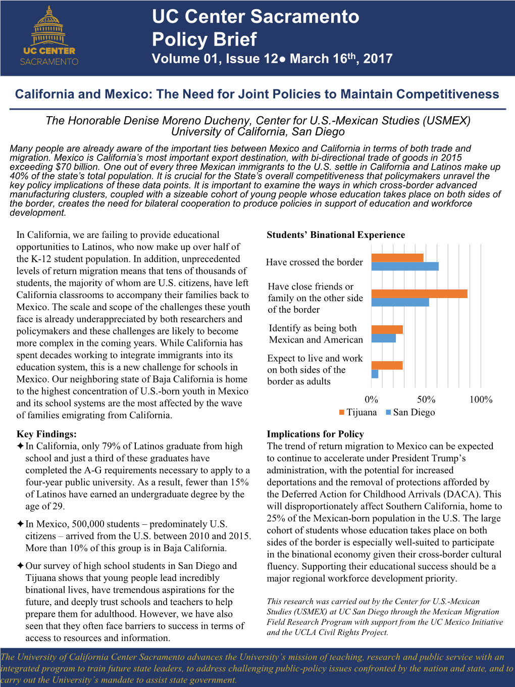 California and Mexico: the Need for Joint Policies to Maintain Competitiveness