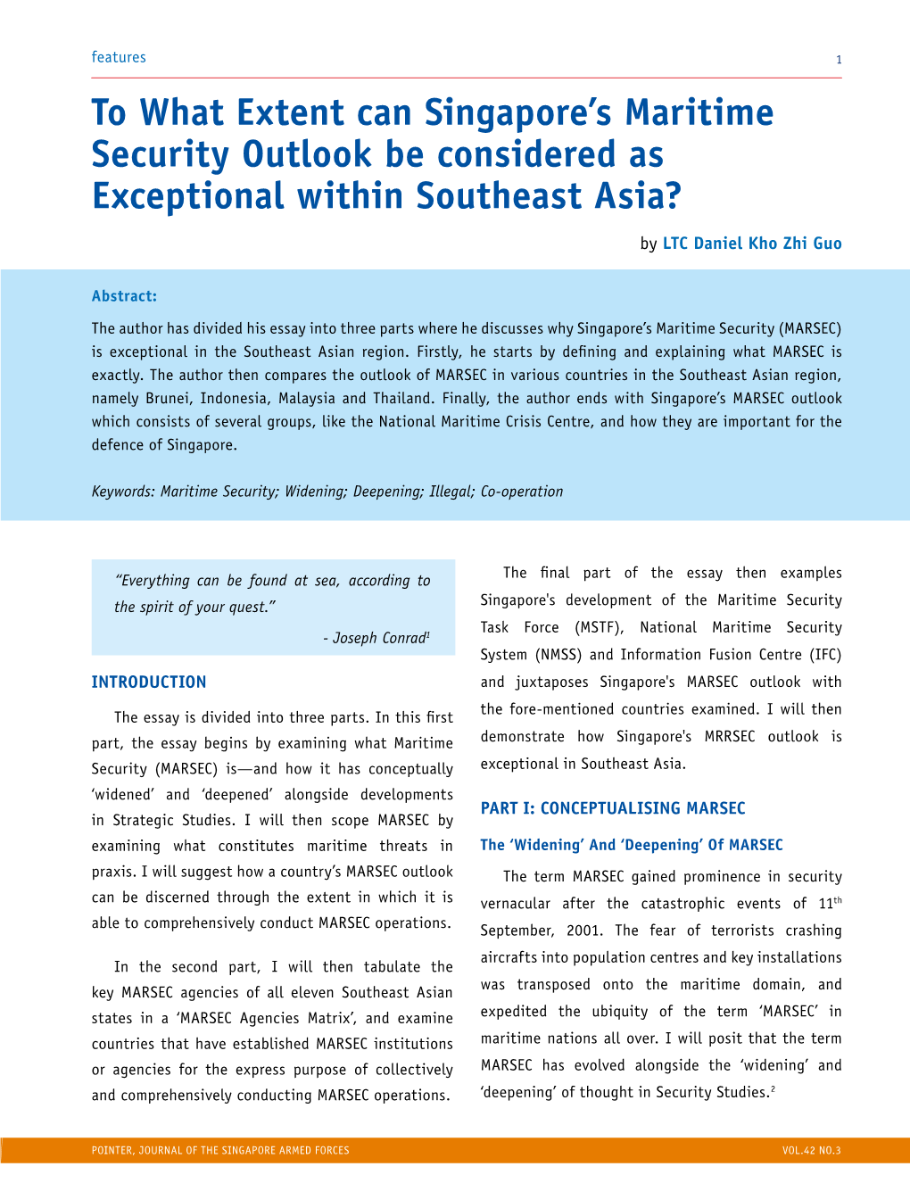 To What Extent Can Singapore's Maritime Security Outlook Be Considered As Exceptional Within Southeast Asia?