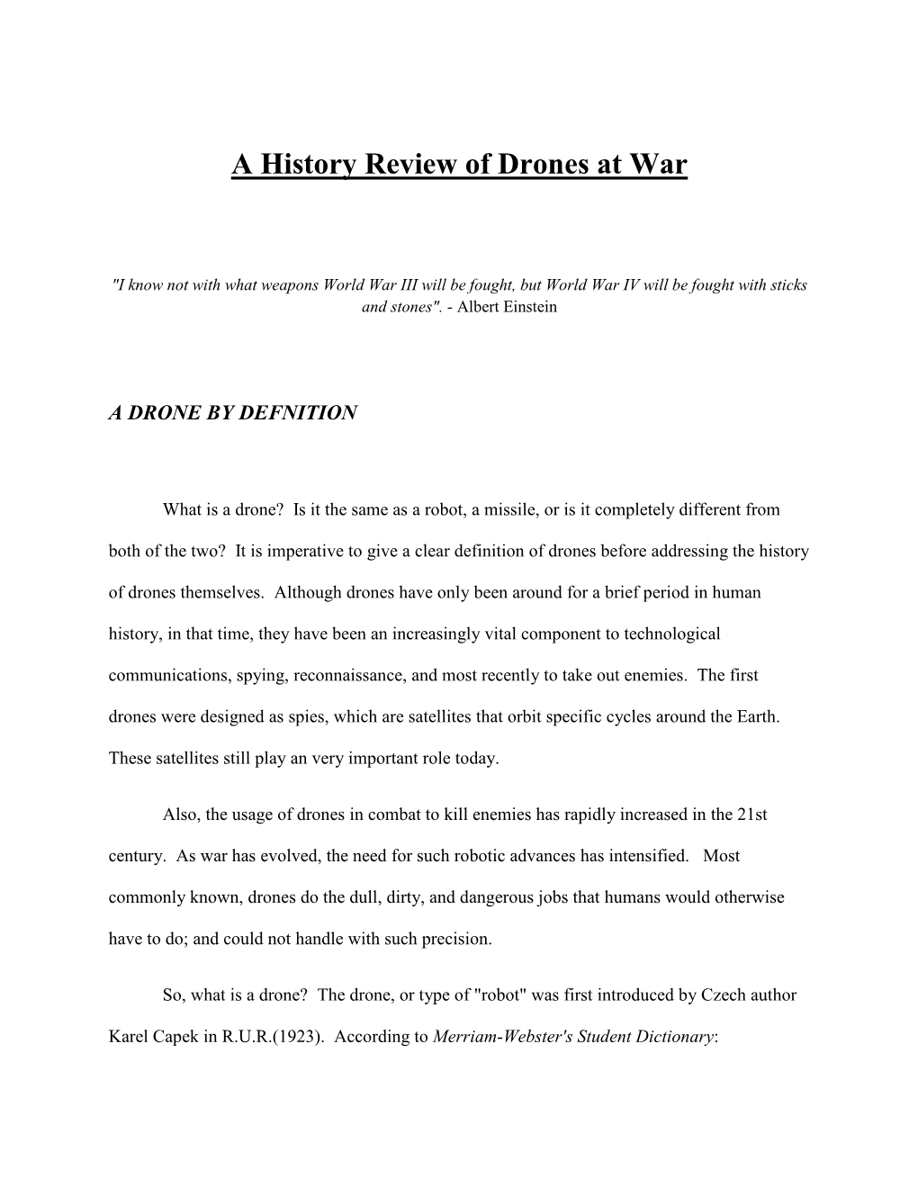 A History Review of Drones at War