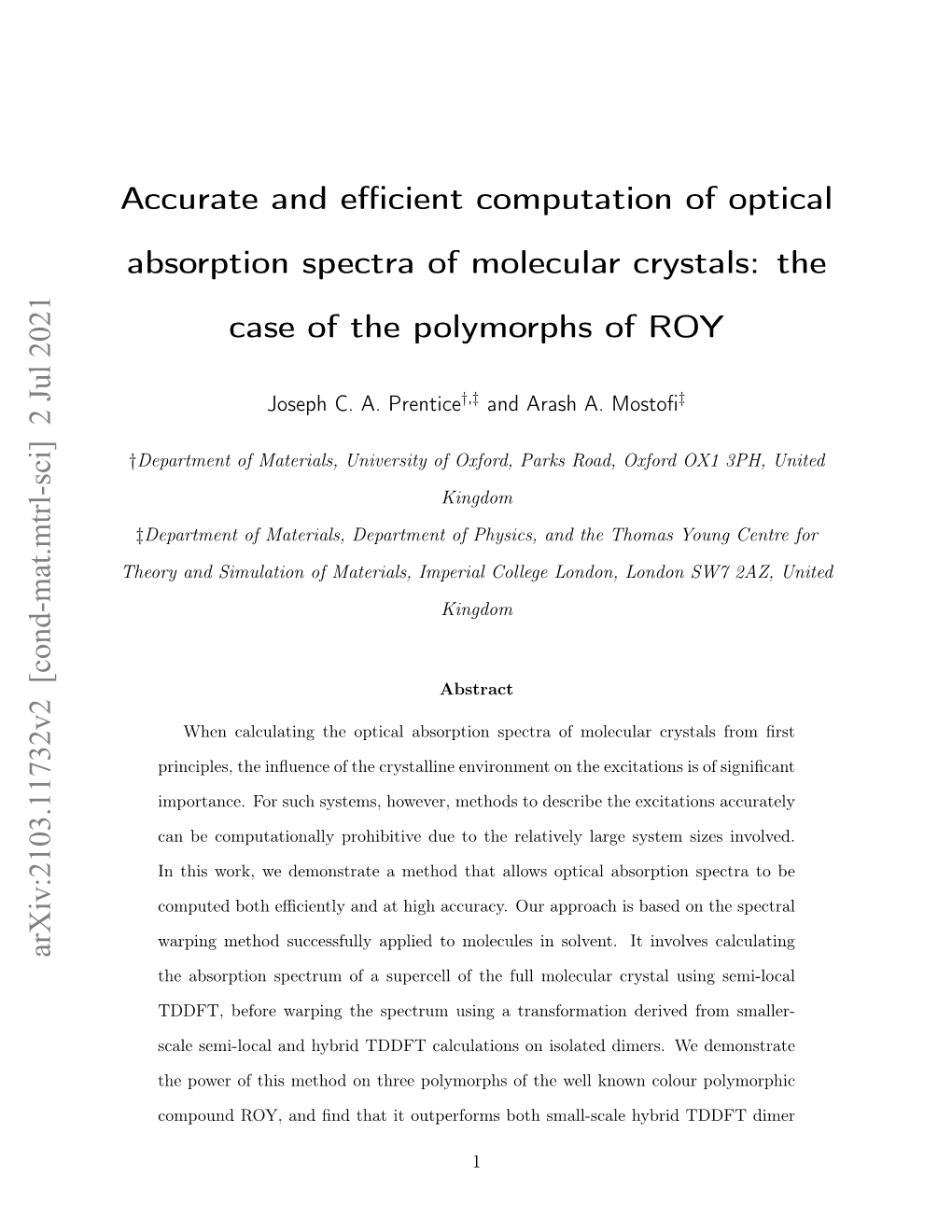 Accurate and Efficient Computation of Optical Absorption Spectra Of