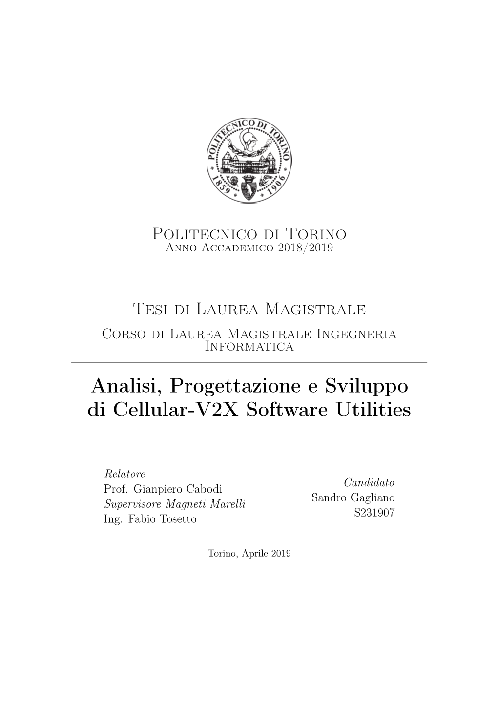 Analisi, Progettazione E Sviluppo Di Cellular-V2X Software Utilities