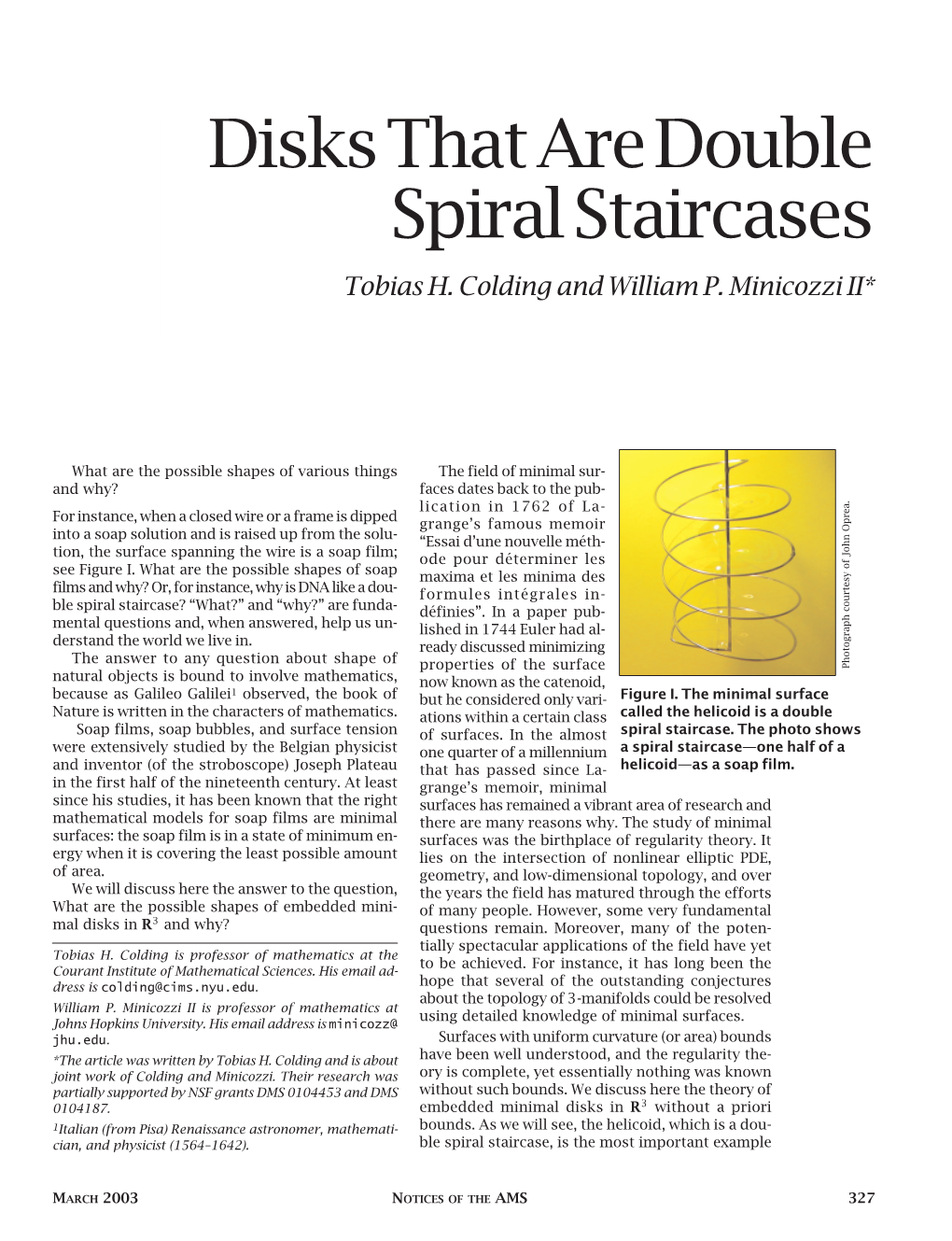 Disks That Are Double Spiral Staircases, Volume 50, Number 3