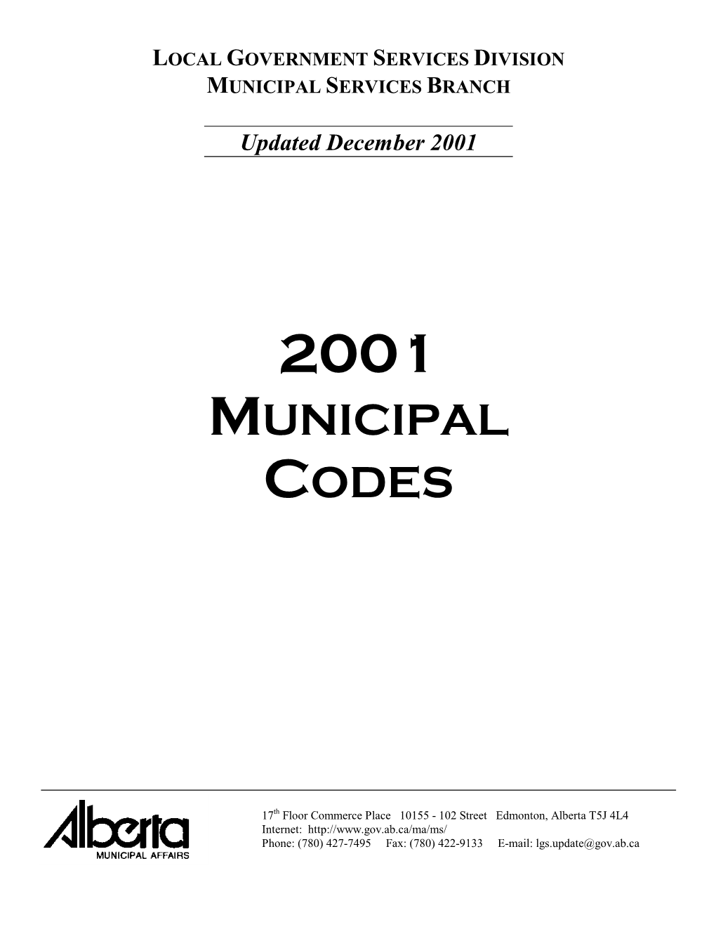 2001 Municipal Codes