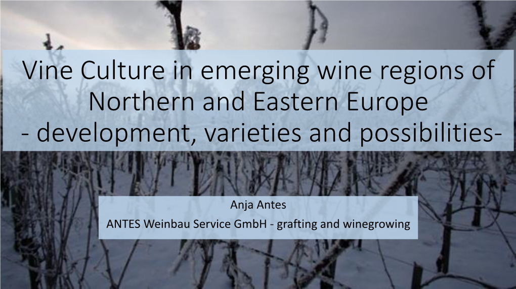 Vine Culture in Emerging Wine Regions of Northern and Eastern Europe - Development, Varieties and Possibilities