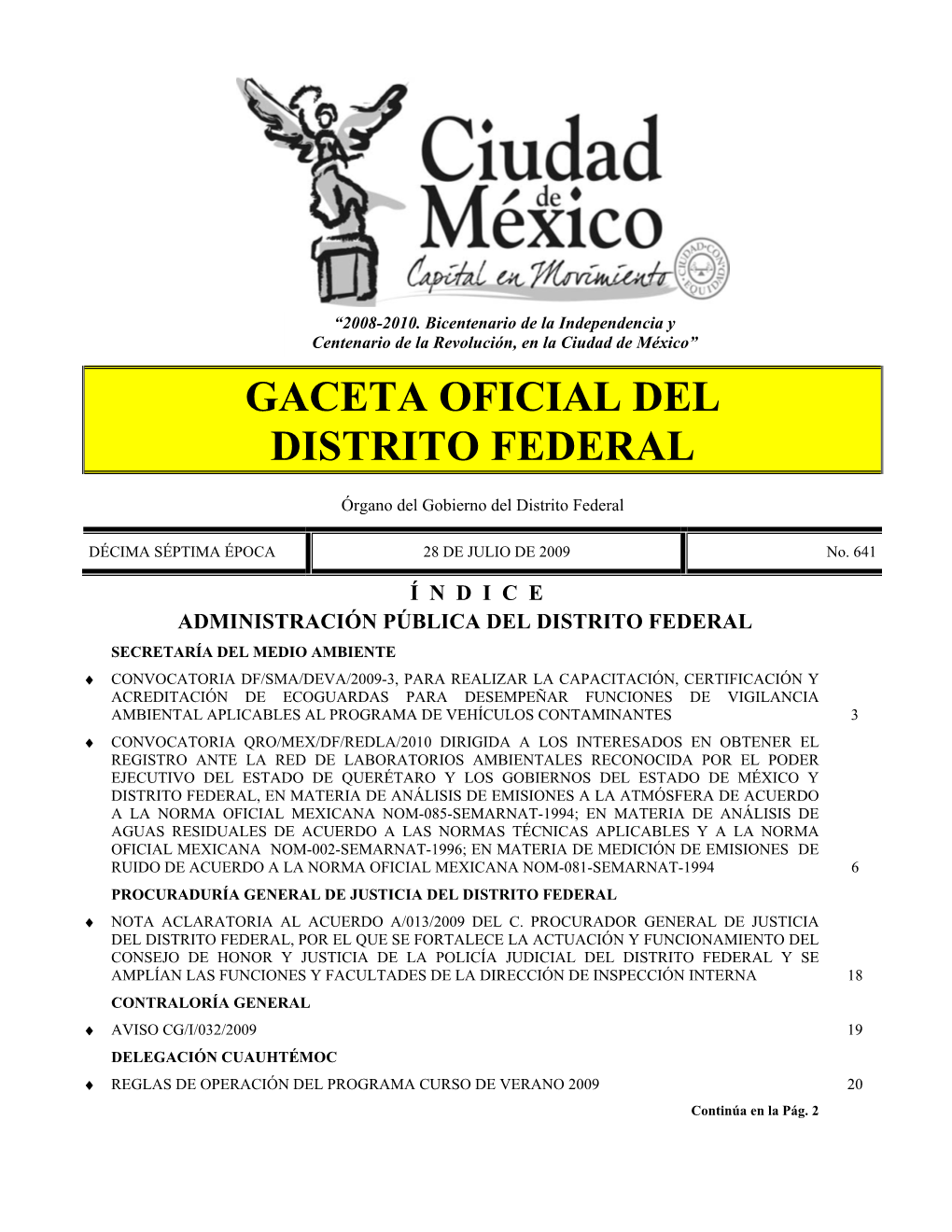 Gaceta Oficial Del Distrito Federal