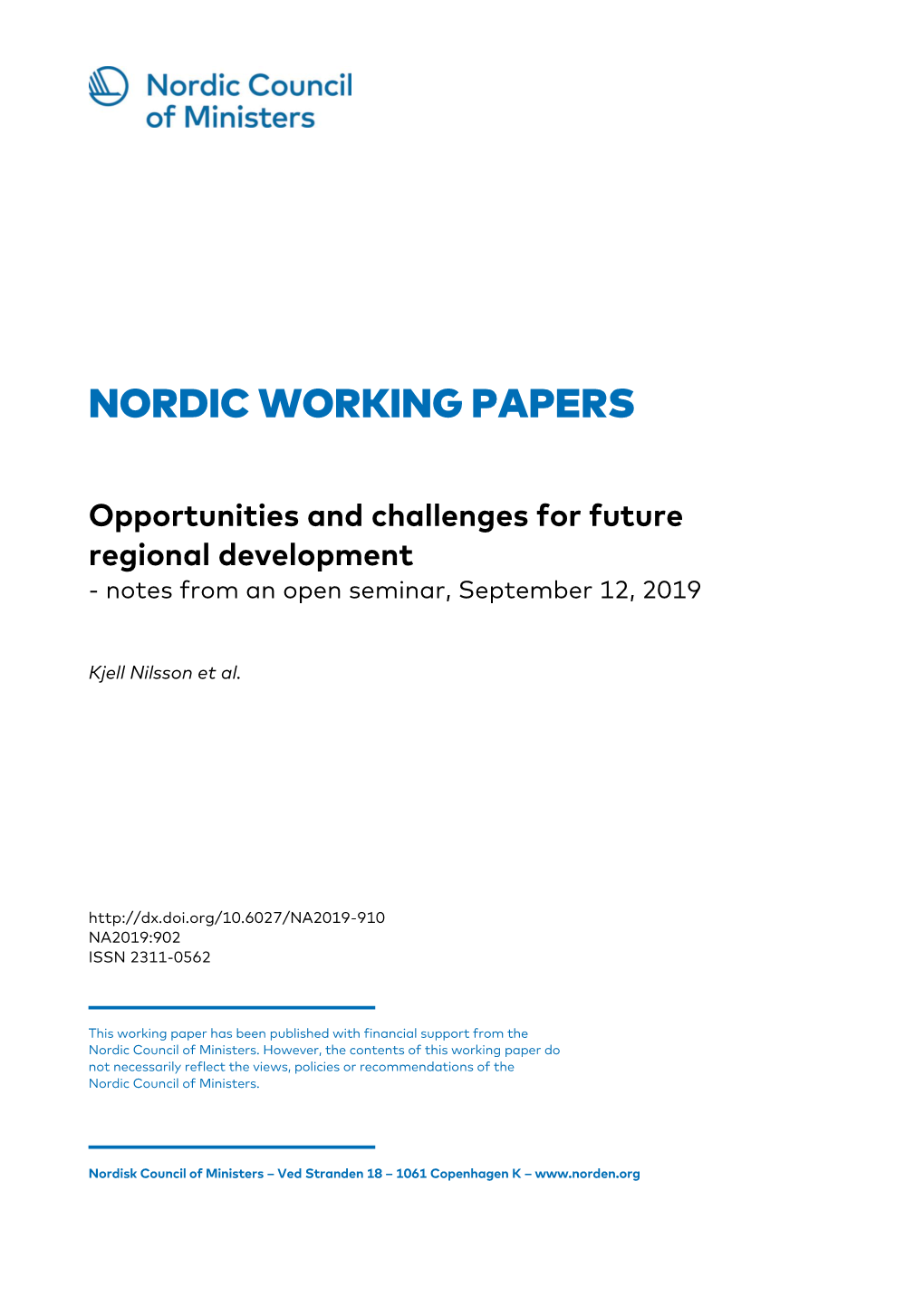 Nordic Working Papers