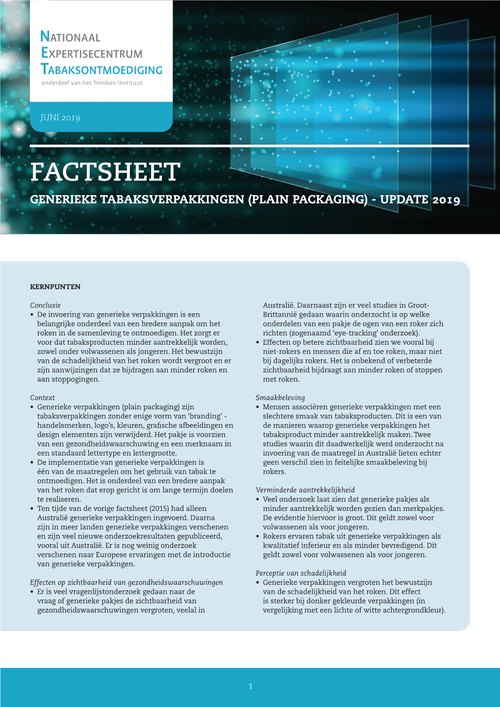 Factsheet: Generieke Tabaksverpakkingen Available From: (Plain Packaging)