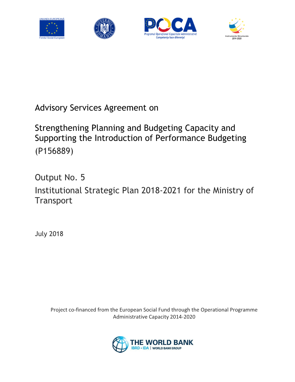 Advisory Services Agreement on Strengthening Planning And