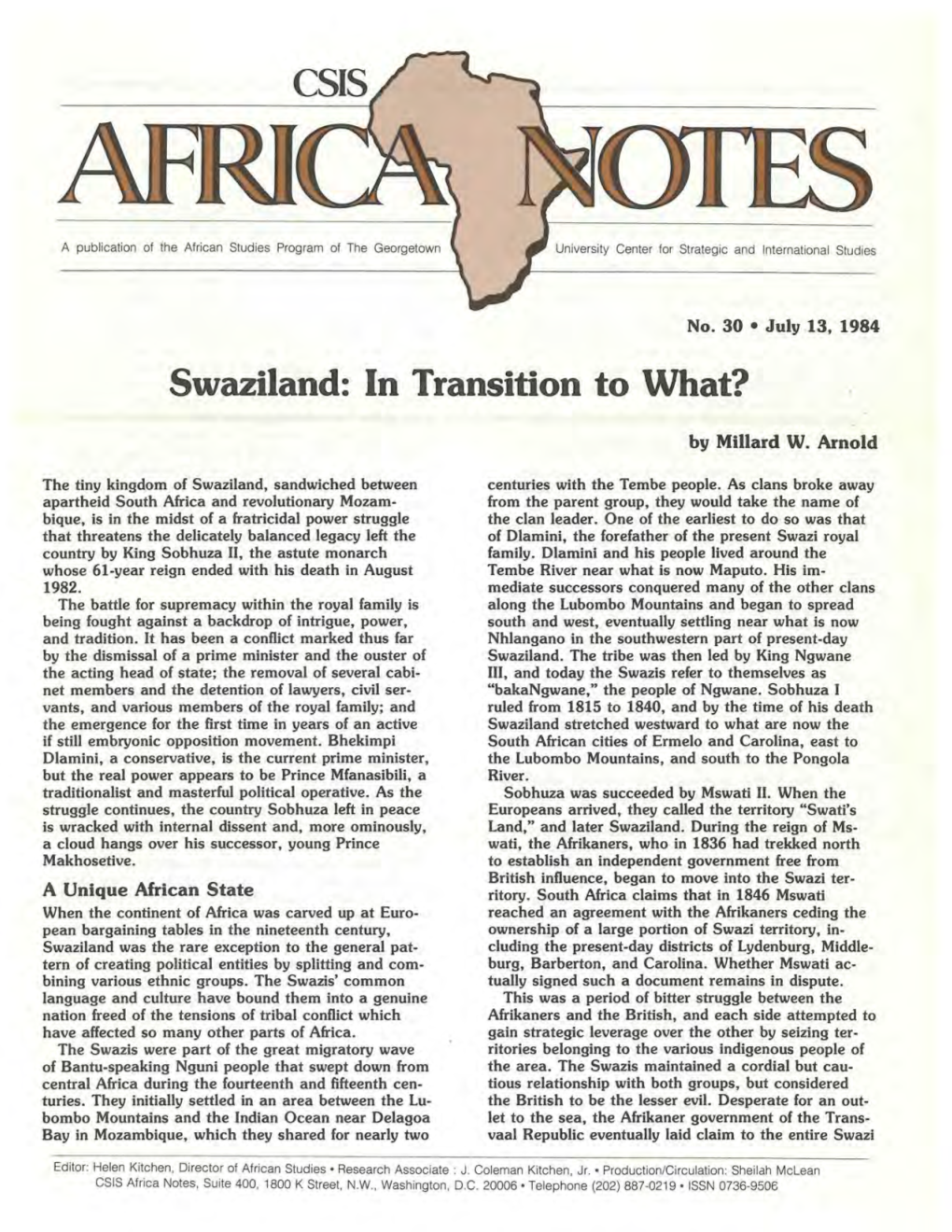 Swaziland: in Transition to What?