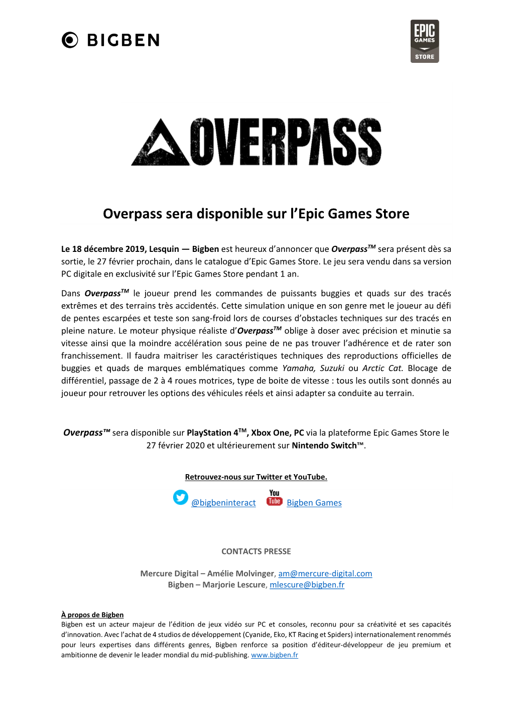 Overpass Sera Disponible Sur L'epic Games Store