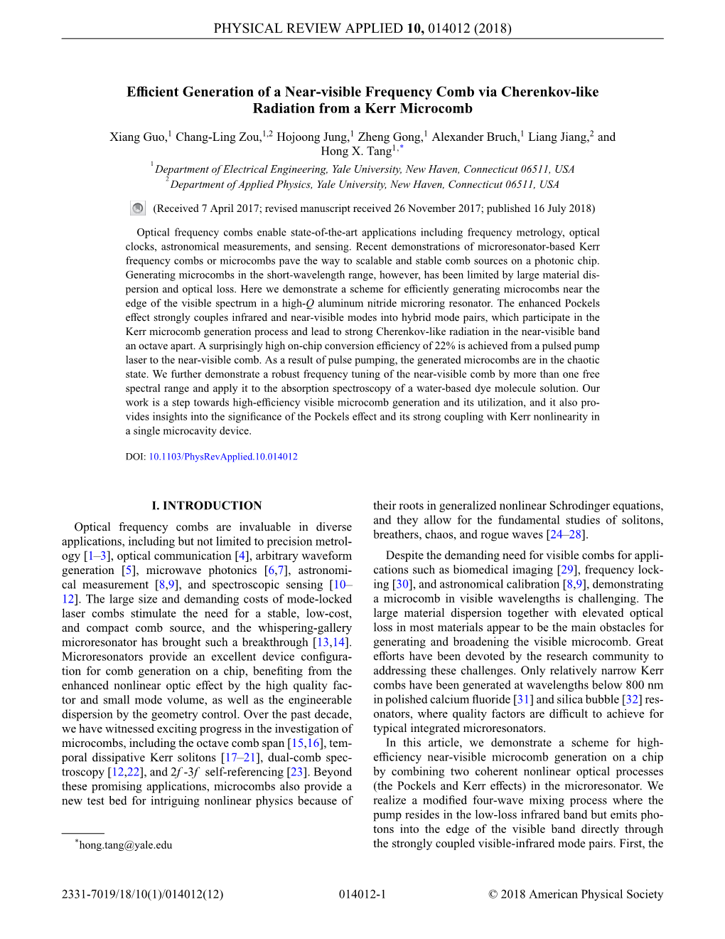 Efficient Generation of a Near-Visible Frequency Comb Via Cherenkov-Like