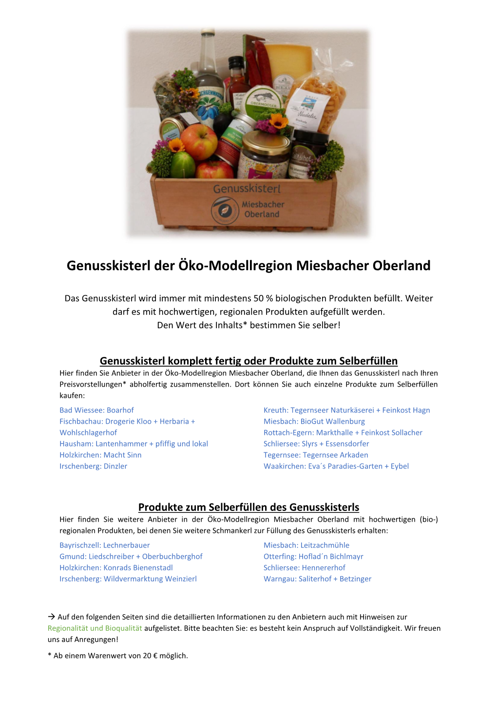 Genusskisterl Der Öko-Modellregion Miesbacher Oberland