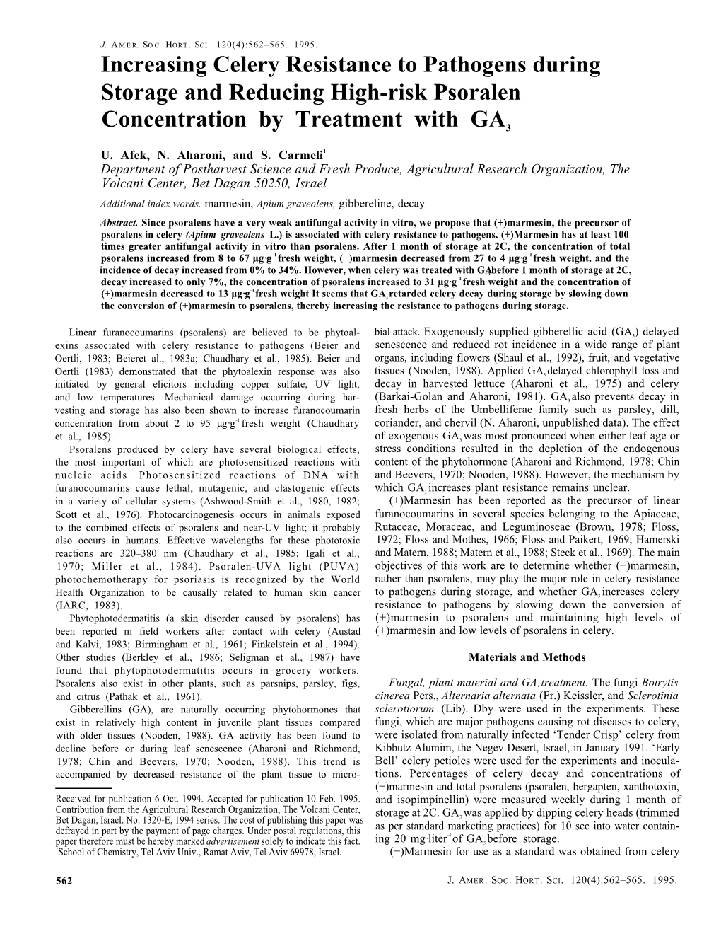 Increasing Celery Resistance to Pathogens During Storage and Reducing High-Risk Psoralen