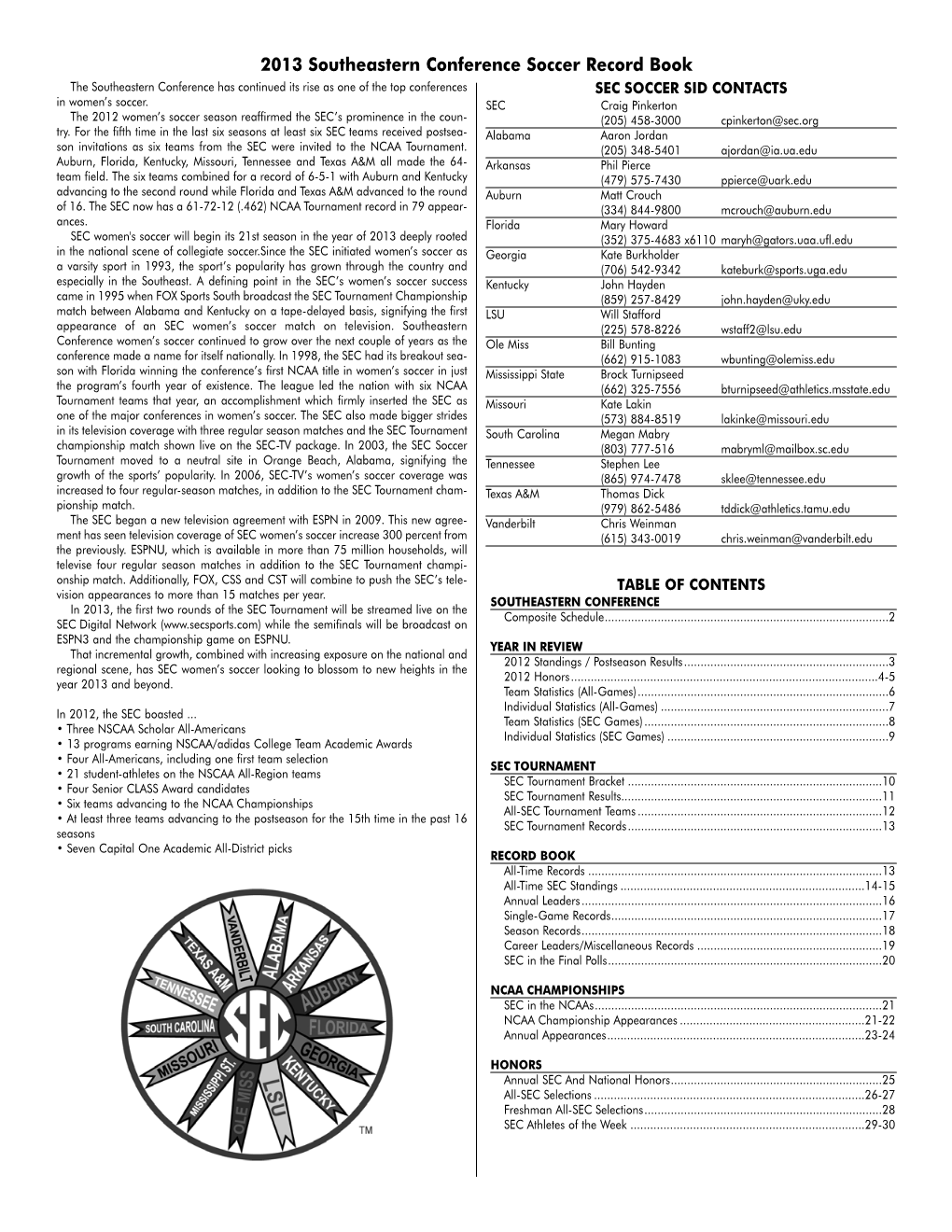 2013 SEC Soccer Record Book Layout 1