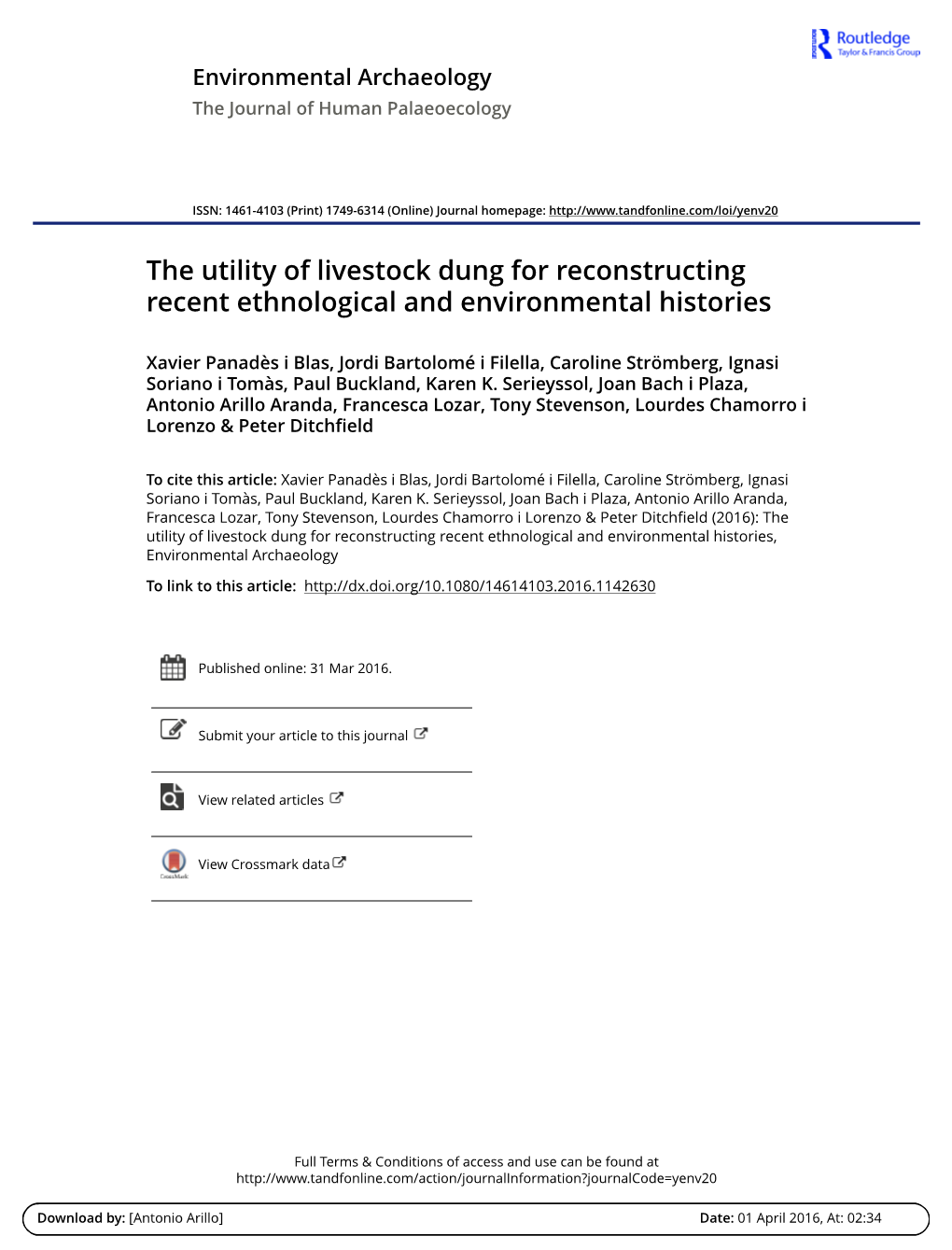 The Utility of Livestock Dung for Reconstructing Recent Ethnological and Environmental Histories