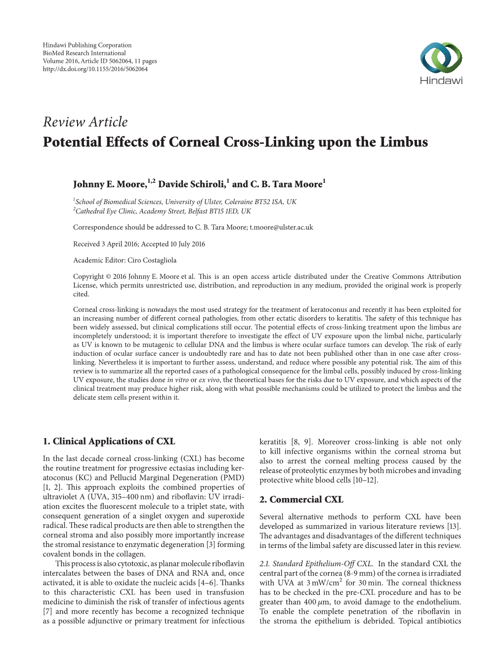 Potential Effects of Corneal Cross-Linking Upon the Limbus