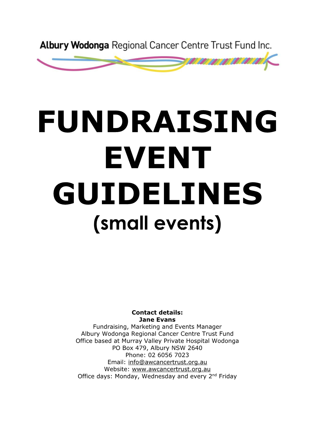 FUNDRAISING EVENT GUIDELINES (Small Events)