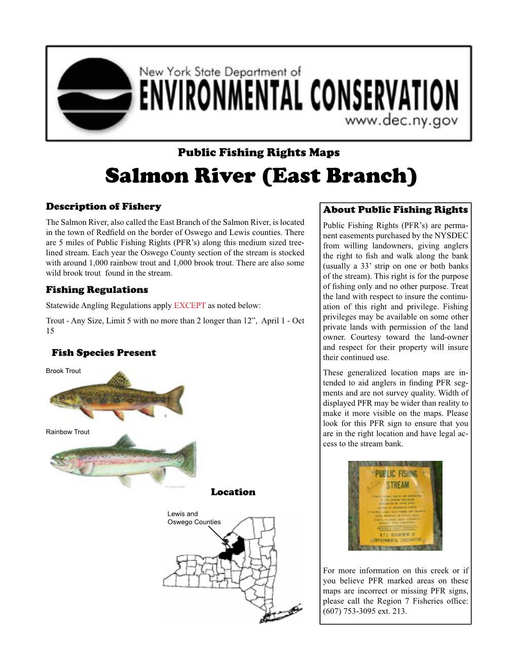 Salmon River (East Branch) Public Fishing Rights Brochure