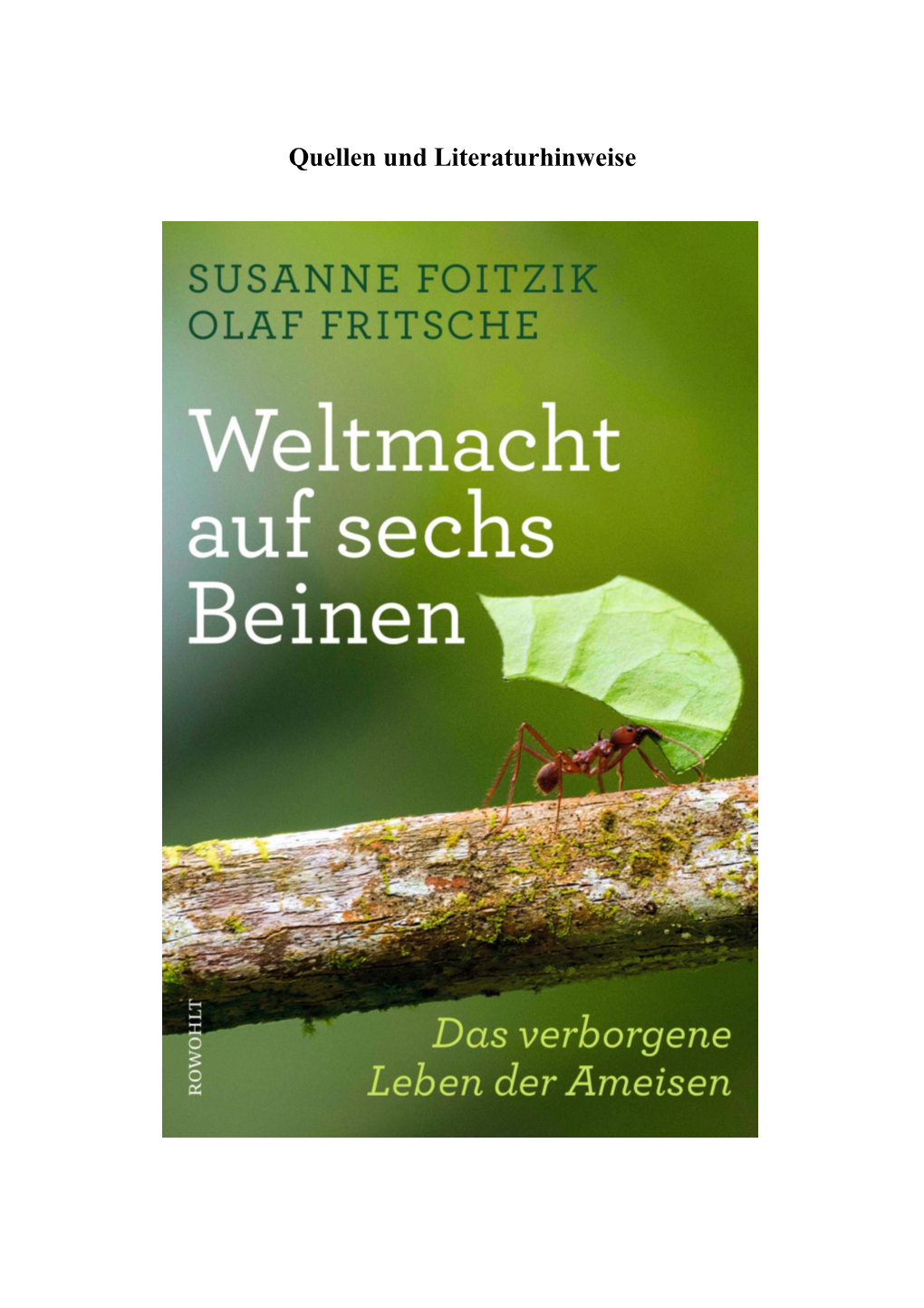 Quellen Und Literaturhinweise