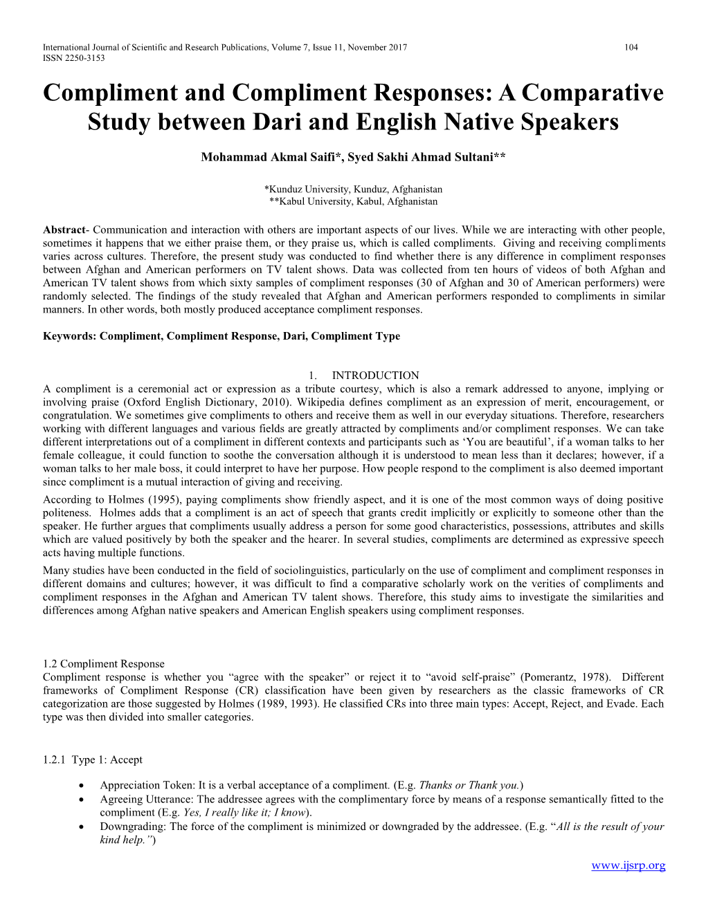 A Comparative Study Between Dari and English Native Speakers