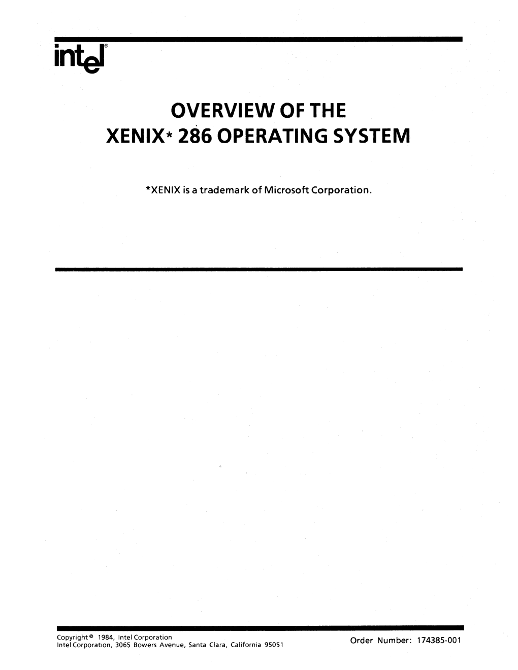 Overview of the Xenix* 286 Operating System