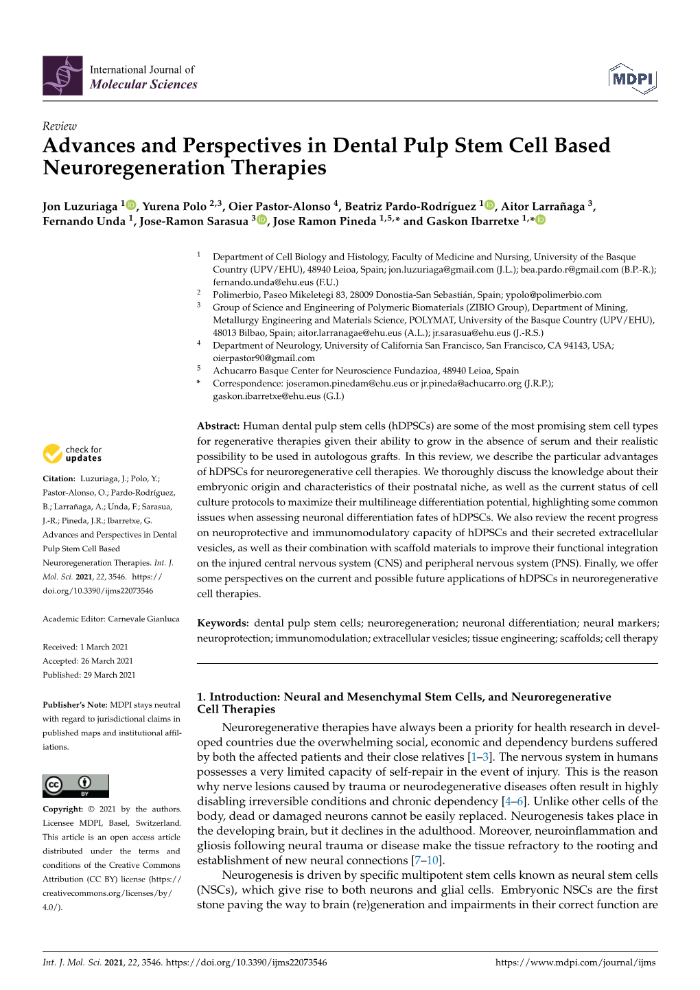 Advances and Perspectives in Dental Pulp Stem Cell Based Neuroregeneration Therapies