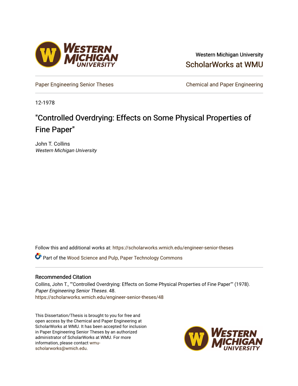 Controlled Overdrying: Effects on Some Physical Properties of Fine Paper"