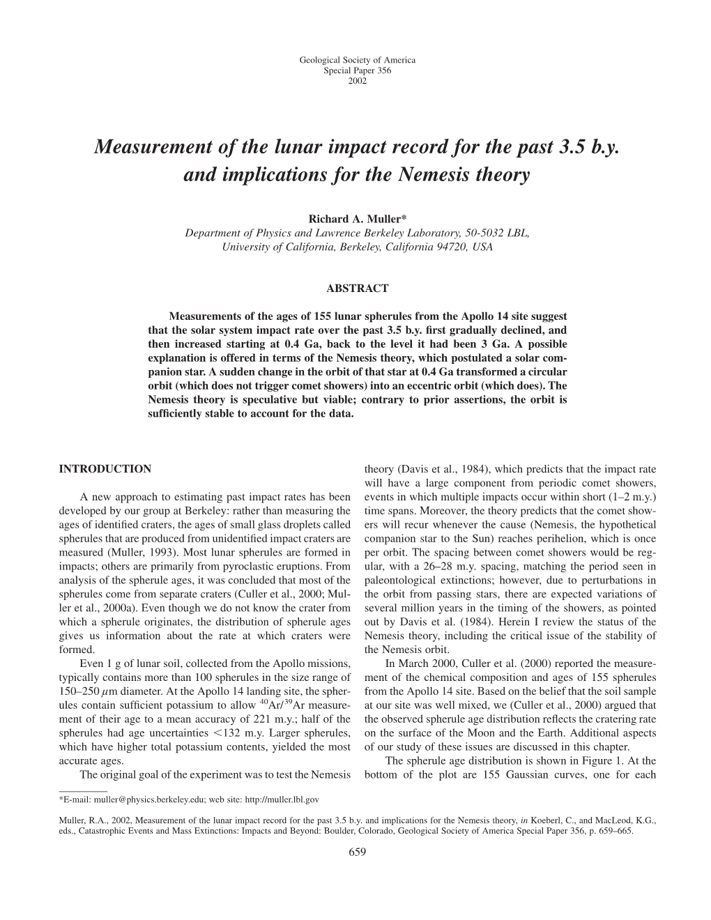 Measurements of Lunar Impacts ... and Implications for the Nemesis Theory