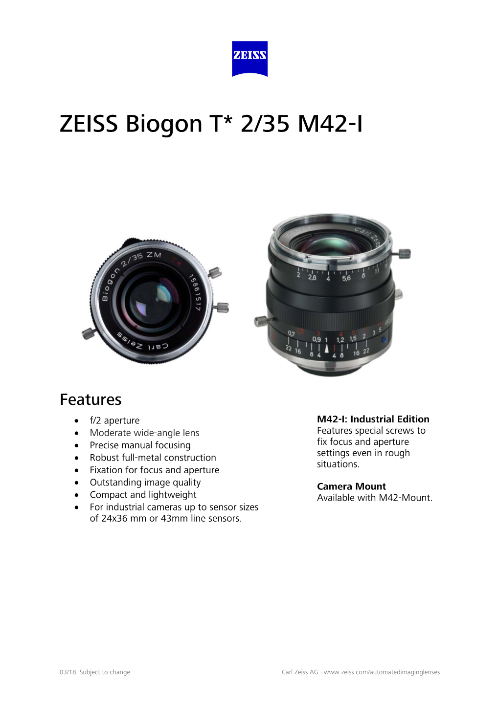 ZEISS Biogon T* 2/35 M42-Ioom