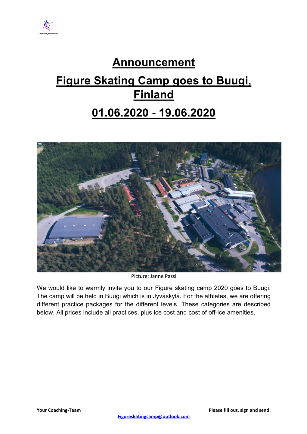 Announcement Figure Skating Camp Goes to Buugi, Finland 01.06.2020 - 19.06.2020