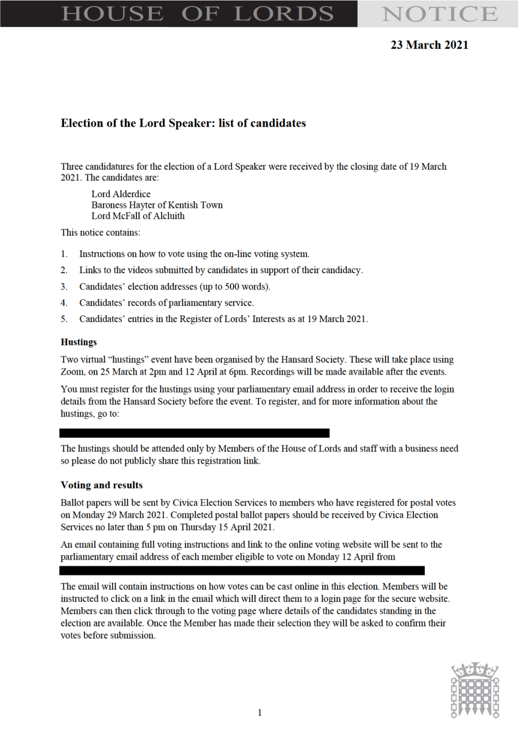 List of Candidates in the Lord Speaker 2021 Election (PDF)