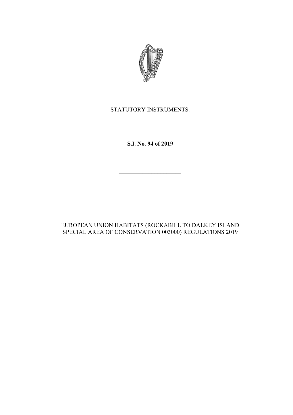 European Union Habitats (Rockabill to Dalkey Island Special Area of Conservation 003000) Regulations 2019 2 [94]