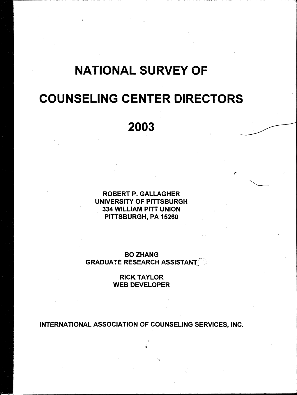 National Survey of Counseling Center Directors 2003