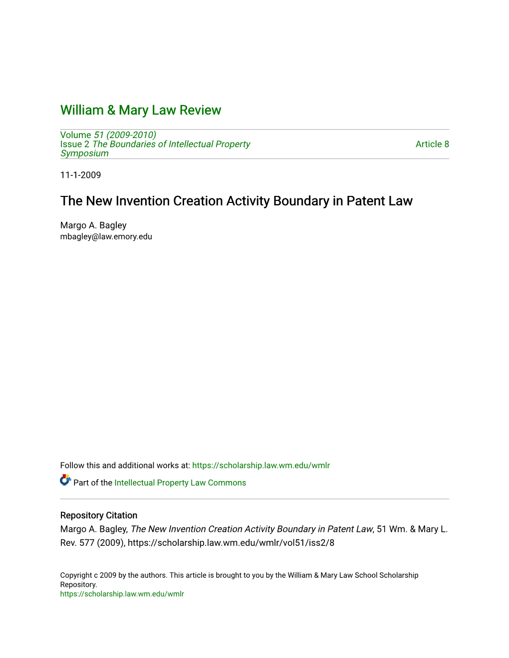 The New Invention Creation Activity Boundary in Patent Law