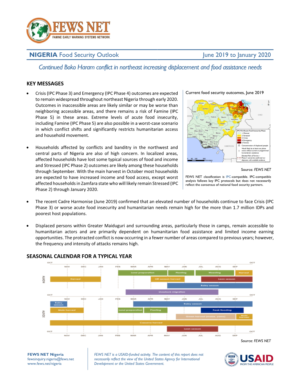 Food Security Outlook, Nigeria, June 2019 to January 2020