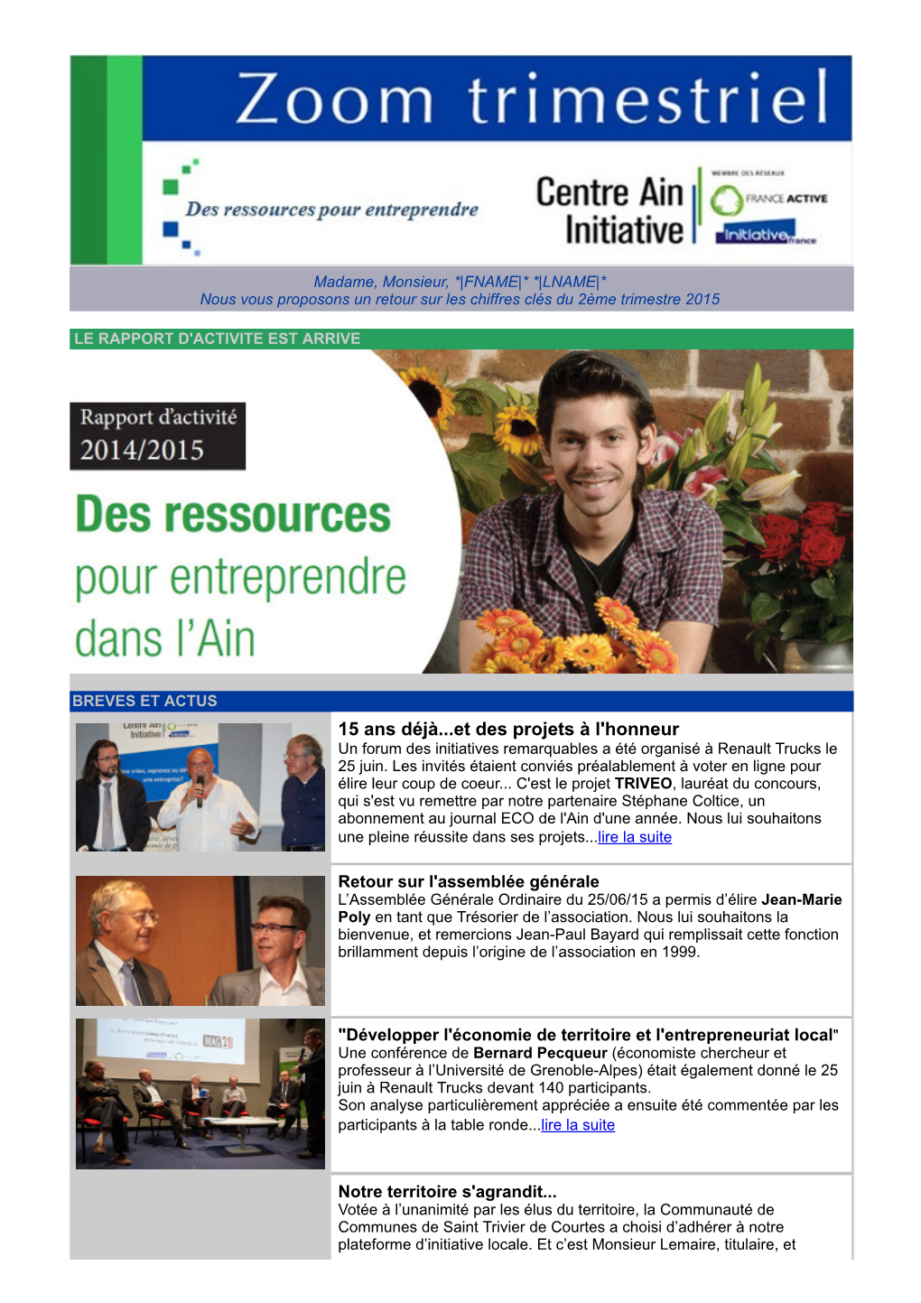 Newsletter 2Ème Trimestre 2015