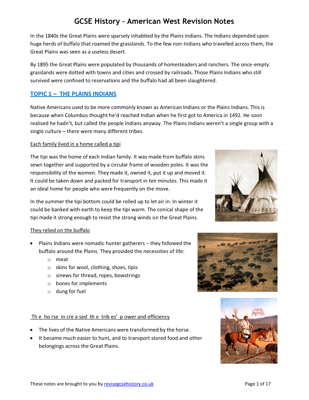 GCSE History – American West Revision Notes