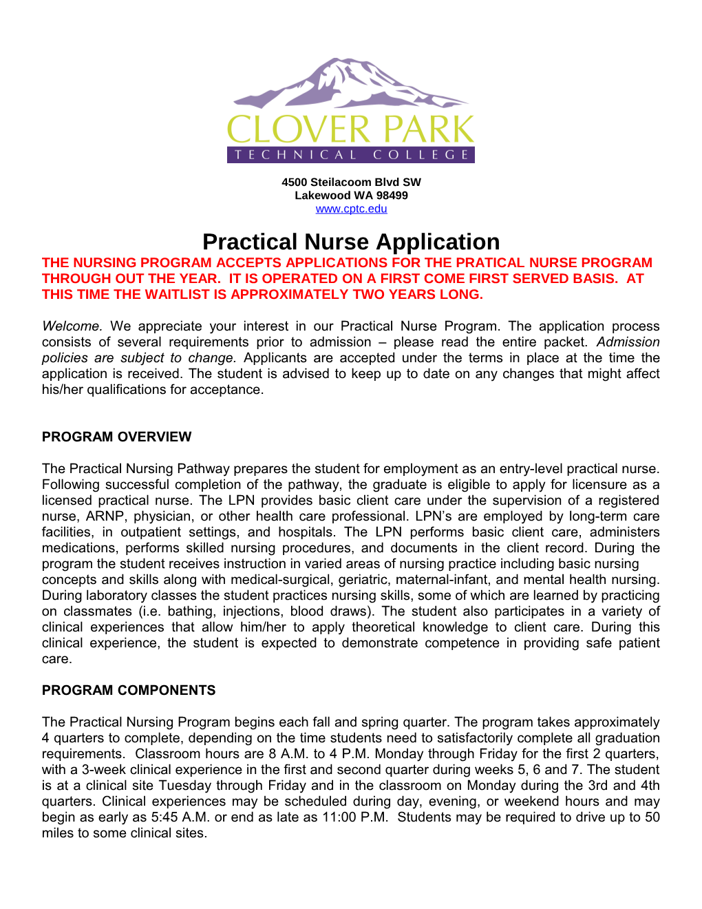 Practical Nurse Application