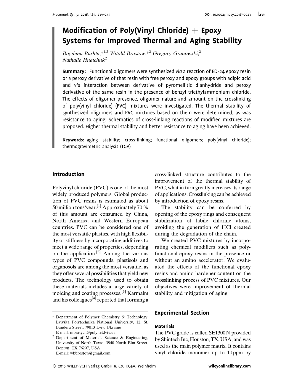 + Epoxy Systems for Improved Thermal and Aging Stability