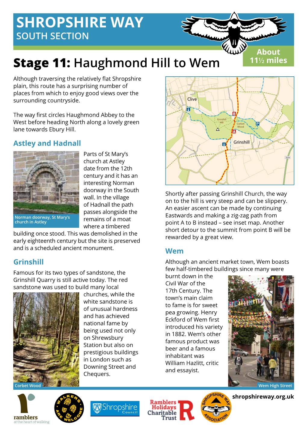 SHROPSHIRE WAY SOUTH SECTION About Stage 11: Haughmond Hill to Wem 11½ Miles